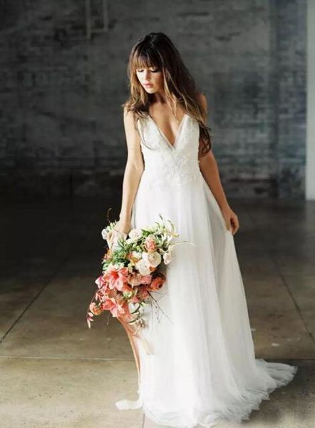 elegant boho beach wedding dresses criss cross backless lace appliques bridal gowns for beach wedding, White
elegant boho beach wedding dresses criss cross backless lace appliques bridal gowns for beach wedding, White