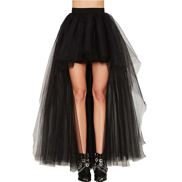 

женская юбка-панк женская готическая черная юбка-тюль летняя юбка в стиле стимпанк бальное платье в сеточку показывает юбки для танцевальной, Black