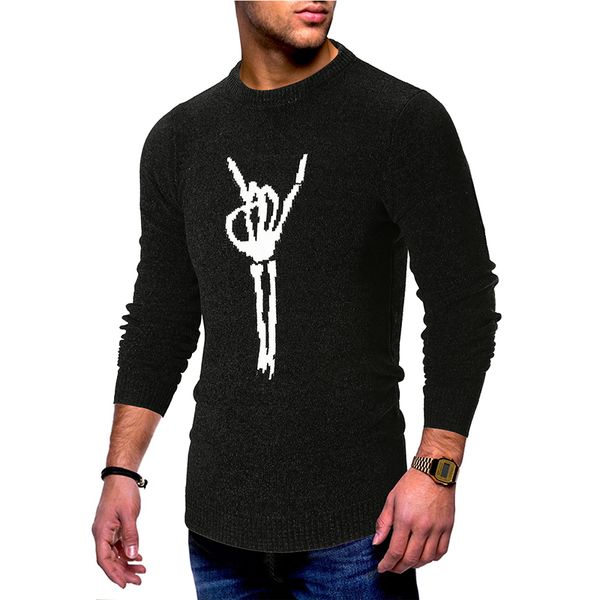 cyxzftroflautumn and winter new fashion popular bone hand pattern round neck long-sleeved men's sweater slim knit pullover men, White;black
cyxzftroflautumn and winter new fashion popular bone hand pattern round neck long-sleeved men's sweater slim knit pullover men, White;black
