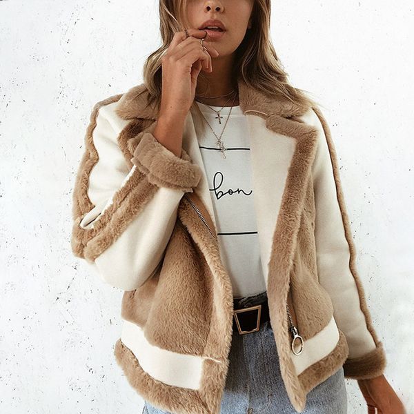 women faux fur jacket coat winter warm thick outwear casual motorbiker short bomber leather camel brick-red casual street, Black
women faux fur jacket coat winter warm thick outwear casual motorbiker short bomber leather camel brick-red casual street, Black