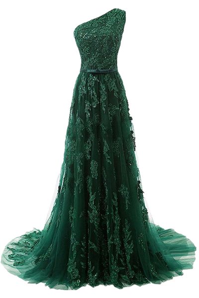 new a line lace one shoulder hunter green tulle evening dresses beading real image long prom gowns appliques custom made vintage sash, Black;red
new a line lace one shoulder hunter green tulle evening dresses beading real image long prom gowns appliques custom made vintage sash, Black;red