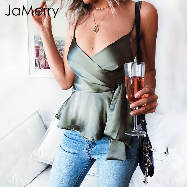 jamerry v neck wrap satin cami crop women 2018 adjustable strap summer elegant sash peplum sleeveless shirt ladies, White
jamerry v neck wrap satin cami crop women 2018 adjustable strap summer elegant sash peplum sleeveless shirt ladies, White