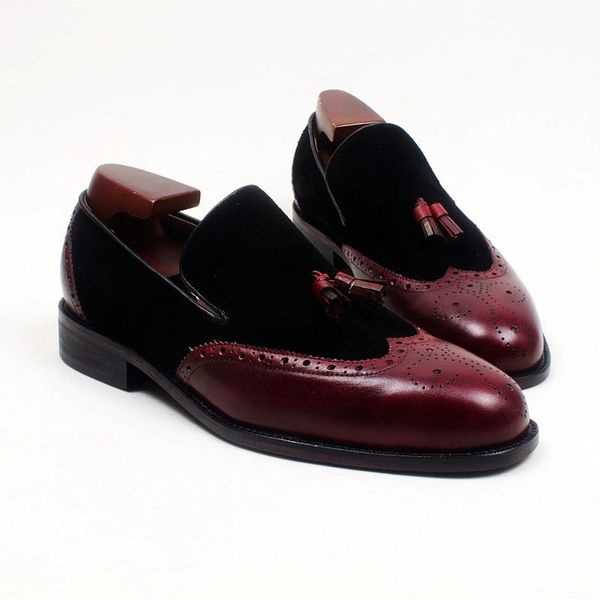men dress shoes loafers shoe custom handmade shoe breathable tassels slip-on burgundy suede matching genuine calf leather lf-s027, Black
men dress shoes loafers shoe custom handmade shoe breathable tassels slip-on burgundy suede matching genuine calf leather lf-s027, Black