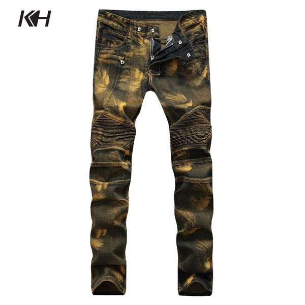 kh fashion men's jeans pleated motorcycle biker denim pants men slim elastic yellow punk trousers plus size 28~42, Blue
kh fashion men's jeans pleated motorcycle biker denim pants men slim elastic yellow punk trousers plus size 28~42, Blue