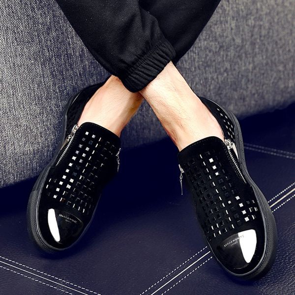 fashion men black zipper rhinestones genuine leather brand low red bottom casual shoes men flats shoes size 38-43
fashion men black zipper rhinestones genuine leather brand low red bottom casual shoes men flats shoes size 38-43