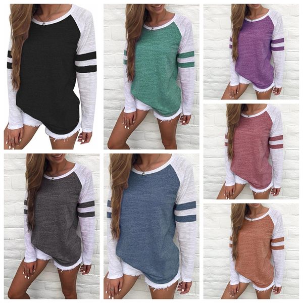 women striped splicing baseball tshirt spring fashion o neck long sleeve tee all matched t shirt maternity tee plus size 5xl, White
women striped splicing baseball tshirt spring fashion o neck long sleeve tee all matched t shirt maternity tee plus size 5xl, White