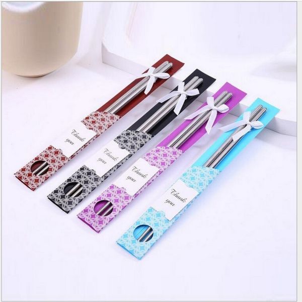100 pairs/lot wedding gift souvenirs of stainless steel chopstick sets favors, party return gifts for guest 
100 pairs/lot wedding gift souvenirs of stainless steel chopstick sets favors, party return gifts for guest