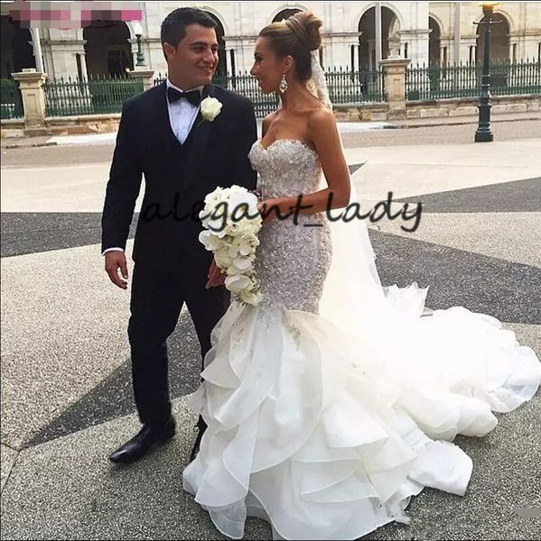 luxurious applique beaded mermaid wedding dress 2018 blingbling sweetheart corset bodice bridal wedding gown vestidos de novia, White
luxurious applique beaded mermaid wedding dress 2018 blingbling sweetheart corset bodice bridal wedding gown vestidos de novia, White