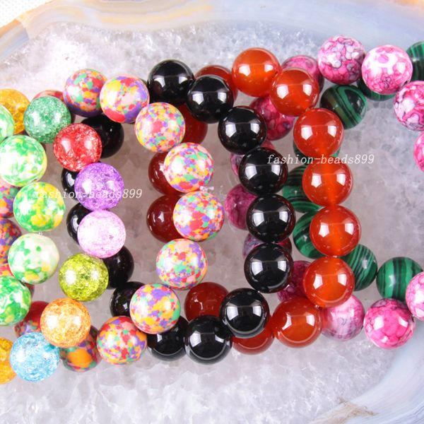 mixed stretch 14mm round beads natural stone carnelian opal onyx lapis cat's eye tiger's eye green malachite bracelet 8" 1pcs, Black
mixed stretch 14mm round beads natural stone carnelian opal onyx lapis cat's eye tiger's eye green malachite bracelet 8" 1pcs, Black