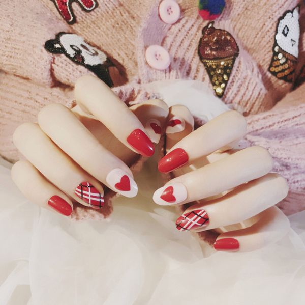 24pcs full cover false nail preglue faux ongles with nail file fake nails oval long artificial tips red heart lattice line, Red;gold
24pcs full cover false nail preglue faux ongles with nail file fake nails oval long artificial tips red heart lattice line, Red;gold