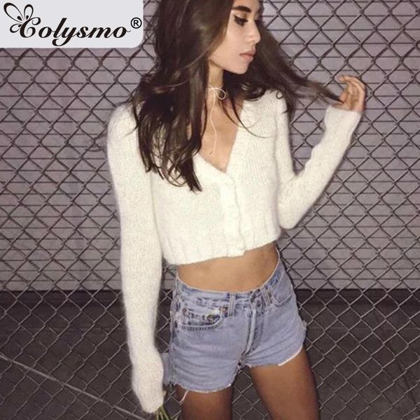 colysmo autumn winter cardigan women sweater knitted jacket v-neck short jumper knitwear single breasted sweater 2018, White;black
colysmo autumn winter cardigan women sweater knitted jacket v-neck short jumper knitwear single breasted sweater 2018, White;black