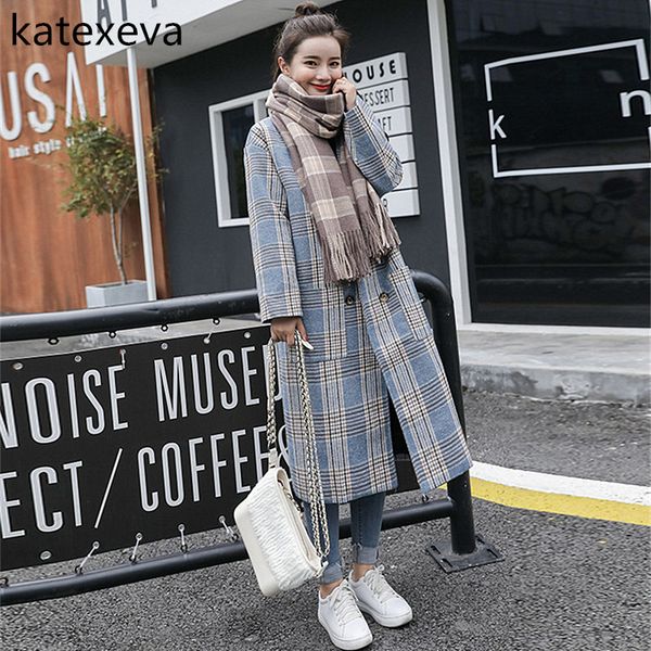 katexeva woolen coat long section korean version of the loose wild retro autumn female 2018 new popular grid woolen coat female, Black
katexeva woolen coat long section korean version of the loose wild retro autumn female 2018 new popular grid woolen coat female, Black