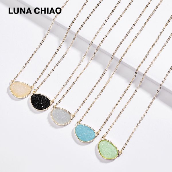 5 colors resin druzy irregular shape stone dainty chain short pendant necklaces for women, Silver
5 colors resin druzy irregular shape stone dainty chain short pendant necklaces for women, Silver