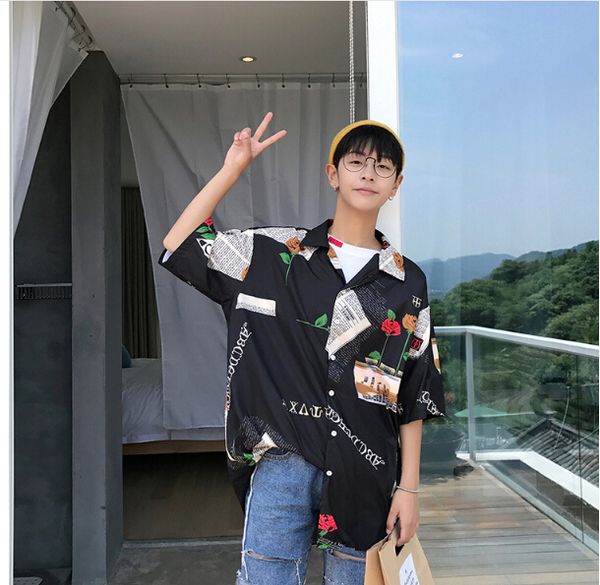 men's casual shirts men loose single breasted short sleeved shirt floral letter design print fashion streetwear t-shirt summer, White;black
men's casual shirts men loose single breasted short sleeved shirt floral letter design print fashion streetwear t-shirt summer, White;black