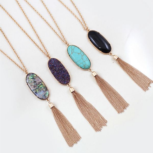 fashion oval abalone shell druzy stone necklace long tassel metal chain pednant necklace sweater necklaces party jewelry, Silver
fashion oval abalone shell druzy stone necklace long tassel metal chain pednant necklace sweater necklaces party jewelry, Silver