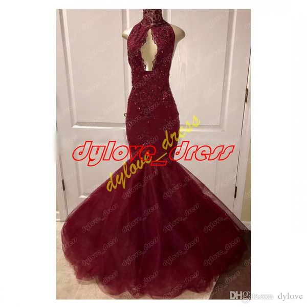 2018 burgundy lace mermaid long dresses high neck evening quinceanera dress gown prom dresses plus size, Black
2018 burgundy lace mermaid long dresses high neck evening quinceanera dress gown prom dresses plus size, Black