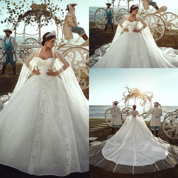dubai arabic full pearls sweetheart wedding dresses lace appliqued long chapel train wedding bridal gowns with wrap vintage wedding gown, White
dubai arabic full pearls sweetheart wedding dresses lace appliqued long chapel train wedding bridal gowns with wrap vintage wedding gown, White