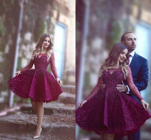 2018 burgundy sheer scoop a-line cocktail dresses illusion long sleeves knee length sparkling sequins plus size homecoming dresses ba1772, Blue;pink
2018 burgundy sheer scoop a-line cocktail dresses illusion long sleeves knee length sparkling sequins plus size homecoming dresses ba1772, Blue;pink