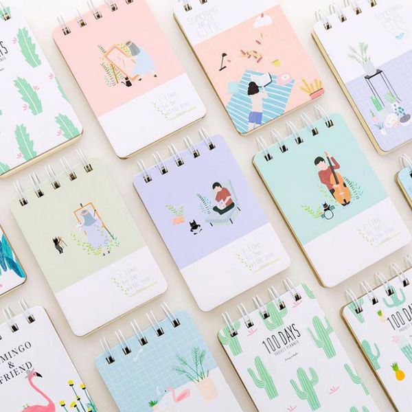 1 Pcs Cute Cactus Plant Cartoon Student Turning Coil Portable Pocket Notepad Kawaii For Student Gift School Supplies