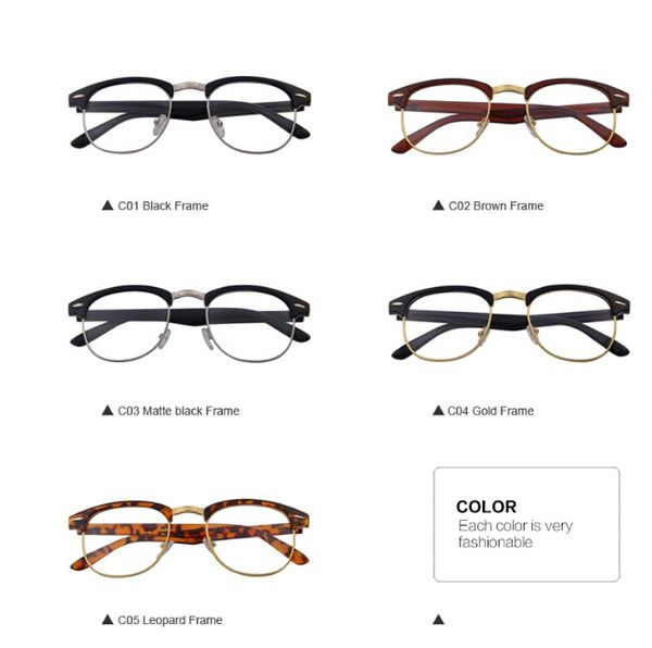 New Arrival Classic Retro Clear Lens Nerd Frames Glasses Fashion Brand Designer Men Women Eyeglasses Vintage Half Metal Eyewear Frame