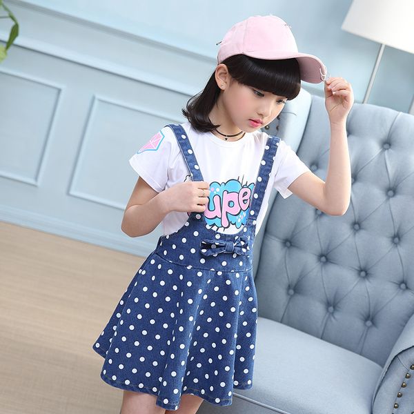 2018 girls summer clothing set print shirt + denim belt skirt 2pcs kids clothes for 4-13t teenager children suit meisjes kleding, White
2018 girls summer clothing set print shirt + denim belt skirt 2pcs kids clothes for 4-13t teenager children suit meisjes kleding, White