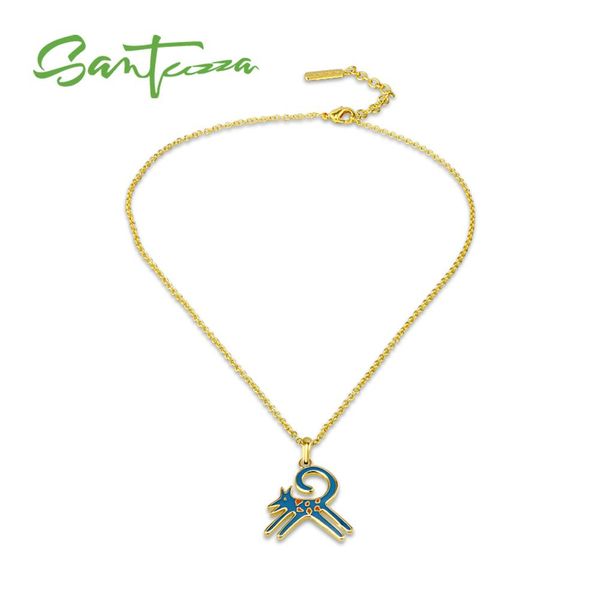 santuzza brass necklace for woman yellow gold color cute dog pendant necklace handmade enamel party fashion jewelry, Silver 
santuzza brass necklace for woman yellow gold color cute dog pendant necklace handmade enamel party fashion jewelry, Silver