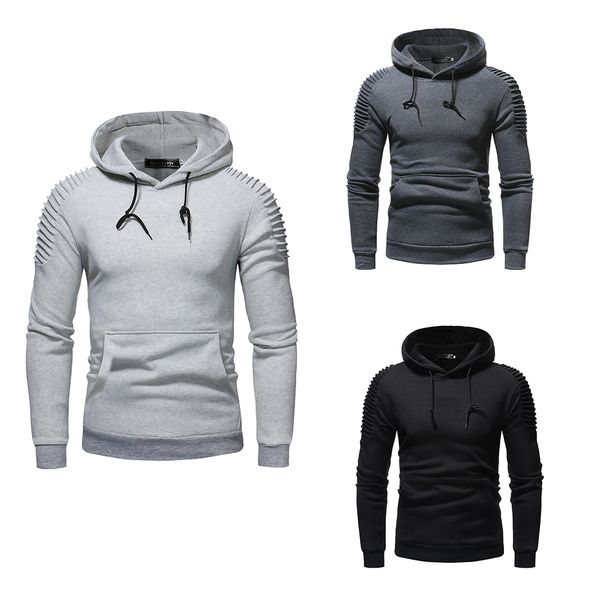 men casual folded solid color hoodies male high street pullover autumn hooded sweatshirts mans winter, Black
men casual folded solid color hoodies male high street pullover autumn hooded sweatshirts mans winter, Black