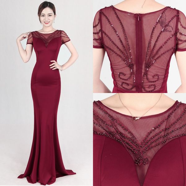 new burgundy beads long evening dresses 2018 see through o-neck prom formal dresses celebrity party gowns club maxi dress robe de soriee, Black;red
new burgundy beads long evening dresses 2018 see through o-neck prom formal dresses celebrity party gowns club maxi dress robe de soriee, Black;red