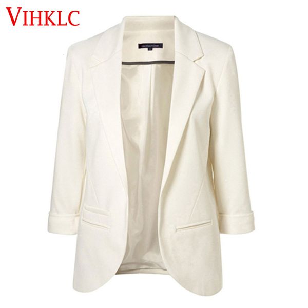 vihklc 2018 spring slim fit blazer women formal jackets office work open front notched blazer black ladies t535, White;black
vihklc 2018 spring slim fit blazer women formal jackets office work open front notched blazer black ladies t535, White;black