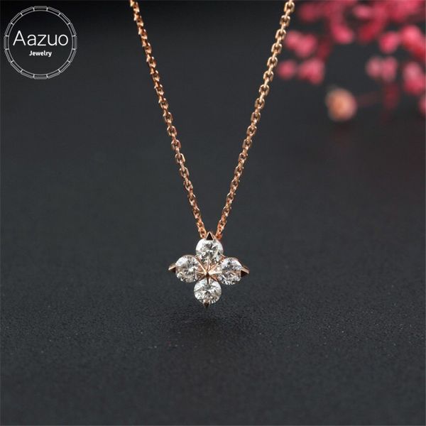 

aazuo 100% 18k rose gold real diamonds 0.28ct classic square pendent necklace gifted for women wedding link chain au750, Silver