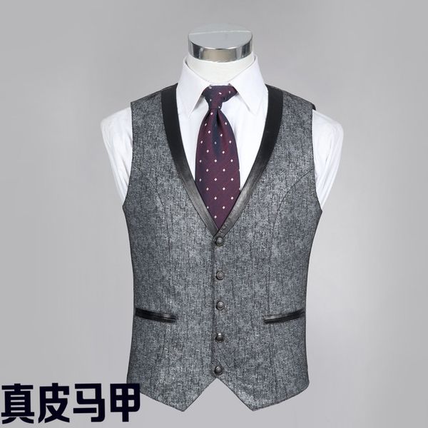 new 2018 leather man ma3 jia3 single-breasted warm autumn gray cultivate one's morality leather vest, Black;white
new 2018 leather man ma3 jia3 single-breasted warm autumn gray cultivate one's morality leather vest, Black;white
