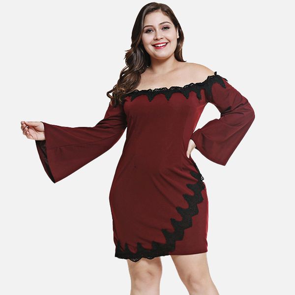 wipalo 5xl plus size off the shoulder bell sleeve spliced lace women bodycon dress fashion party dress sheath vestidos, White;black
wipalo 5xl plus size off the shoulder bell sleeve spliced lace women bodycon dress fashion party dress sheath vestidos, White;black