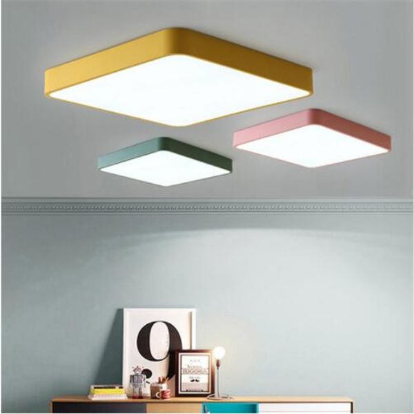 Modern Led Ceiling Lights Luminaria Led Square Modern Colorful Ceiling Lamp For Living Room Kids Room Aisle Home Light Fixtures