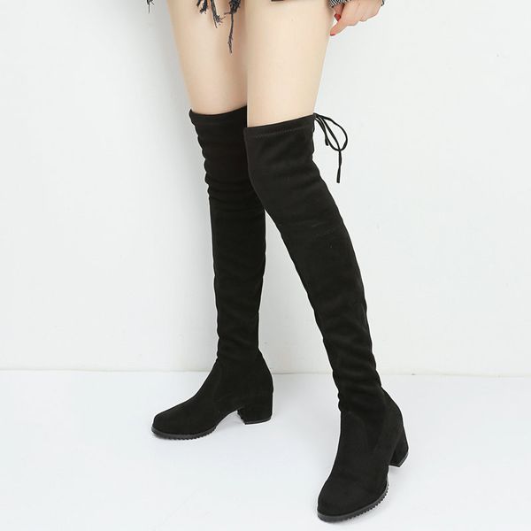 women thigh boots comfortable low heel over the knee boots autumn winter fashion flock leather woman shoes size 34-43 2018, Black
women thigh boots comfortable low heel over the knee boots autumn winter fashion flock leather woman shoes size 34-43 2018, Black