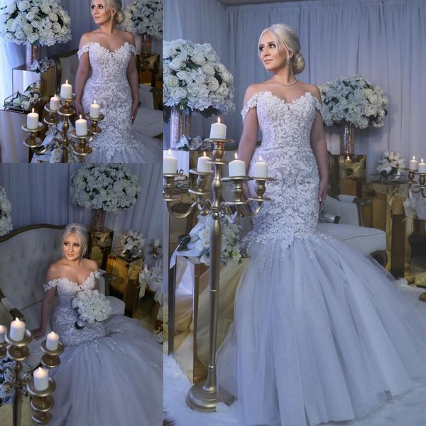 mermaid lace wedding dresses arabic dubai vestidos luxurious bridal gowns floor length off shoulder appliqued beads, White
mermaid lace wedding dresses arabic dubai vestidos luxurious bridal gowns floor length off shoulder appliqued beads, White