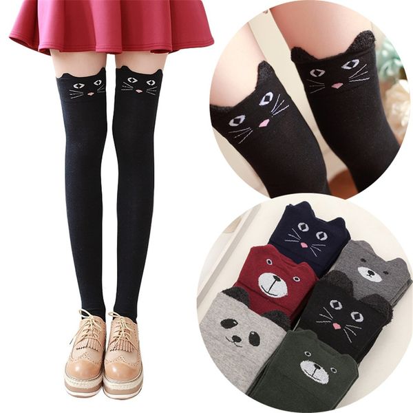 women thigh high stockings cartoon bear style cotton warm winter autumn stockings panda cat, Black;white
women thigh high stockings cartoon bear style cotton warm winter autumn stockings panda cat, Black;white