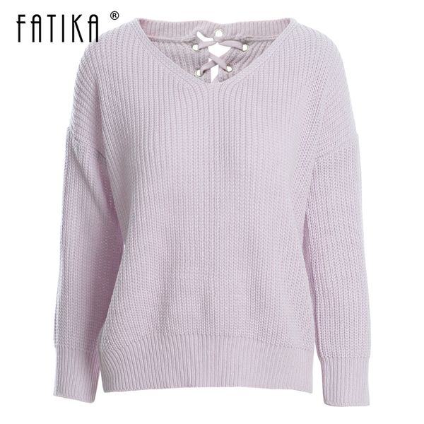 fatika 2018 pullover sweaters loose v neck solid sweater casual lace up fashion trendy knitted women's clothing autumn winter, White;black
fatika 2018 pullover sweaters loose v neck solid sweater casual lace up fashion trendy knitted women's clothing autumn winter, White;black