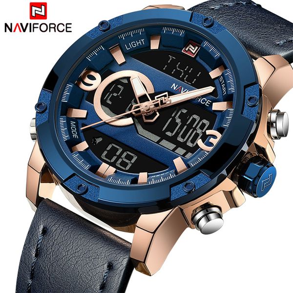 naviforce 9097 men's sport watch men leather waterproof quartz watches male led analog digital clock relogio masculino, Slivery;brown
naviforce 9097 men's sport watch men leather waterproof quartz watches male led analog digital clock relogio masculino, Slivery;brown