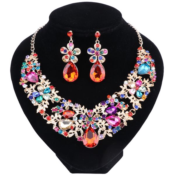 fashion flower crystal necklace & earrings set bridal jewelry sets for brides wedding party costume jewellery set, Black
fashion flower crystal necklace & earrings set bridal jewelry sets for brides wedding party costume jewellery set, Black