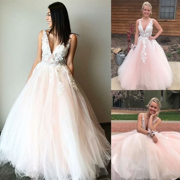 gorgeous appliqued floral tulle prom dresses deep v neck sheer straps floor length backless evening dresses plus size ball gown, Black
gorgeous appliqued floral tulle prom dresses deep v neck sheer straps floor length backless evening dresses plus size ball gown, Black
