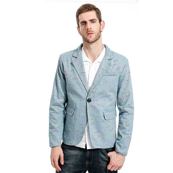 2018 autumn winter new men blazers large body color paint pattern loose men's casual one button suit coats, White;black
2018 autumn winter new men blazers large body color paint pattern loose men's casual one button suit coats, White;black