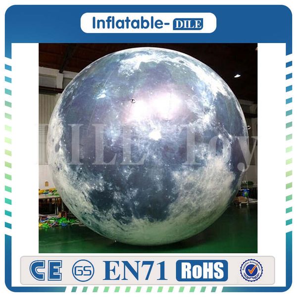 2.5m Giant Inflatable Moon Balloon Light Inflatable Sphere Planets Shape Balloons For Decoration