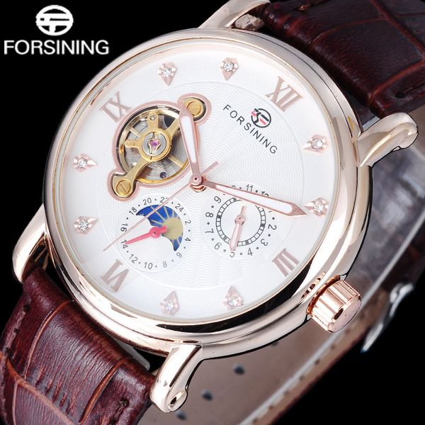 forsining men moon phase automatic watch men mechanical dress watches male rome rhinestones 24 h rose gold clock, Slivery;brown
forsining men moon phase automatic watch men mechanical dress watches male rome rhinestones 24 h rose gold clock, Slivery;brown