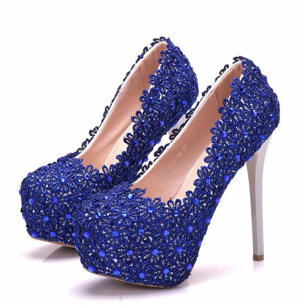 new summer elegant round toe shoes for women blue lace flowers high heel wedding shoes thick heels crystal plus size shoes, Black
new summer elegant round toe shoes for women blue lace flowers high heel wedding shoes thick heels crystal plus size shoes, Black