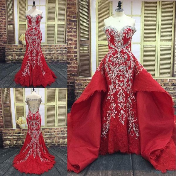 crystal deading dubai wedding dress gorgoeus lace mermaid plus size wedding gowns off shoulder wedding dresses match detachable overskirt, White
crystal deading dubai wedding dress gorgoeus lace mermaid plus size wedding gowns off shoulder wedding dresses match detachable overskirt, White
