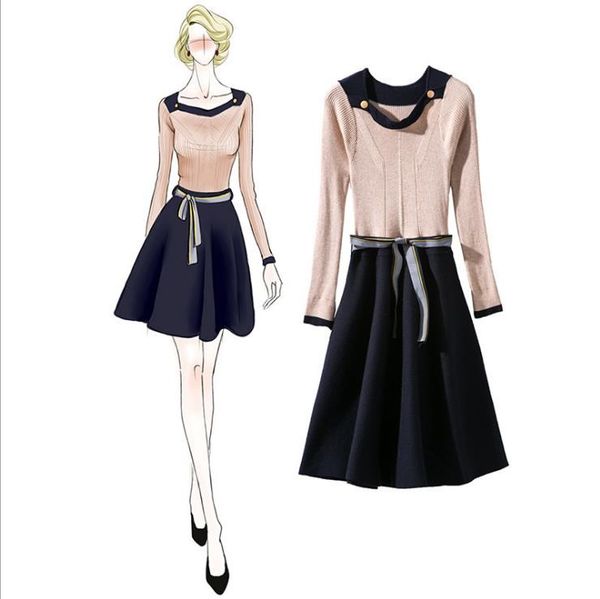 european and american women's wear 2017 the new winter long sleeve pin buckle waist lace-up knitted dress, Black;gray
european and american women's wear 2017 the new winter long sleeve pin buckle waist lace-up knitted dress, Black;gray