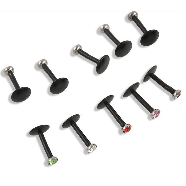 10x punk bar lip ring stud piercing labret piercing tragus acrylic stainless steel na567, Black
10x punk bar lip ring stud piercing labret piercing tragus acrylic stainless steel na567, Black