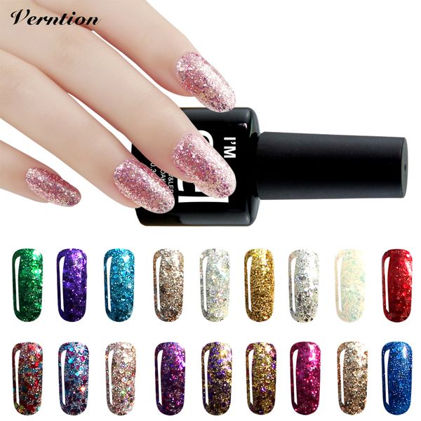 verntion 8ml glitter diamond nail polish holographic gel soak off and base coat gel varnish nail art need led uv lamp, Red;pink 
verntion 8ml glitter diamond nail polish holographic gel soak off and base coat gel varnish nail art need led uv lamp, Red;pink
