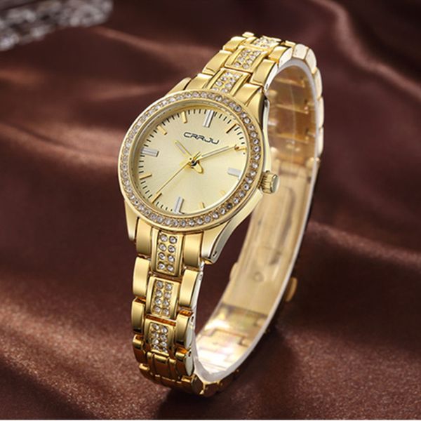 crrju gold watch women watches ladies stainless steel rhinestone women's bracelet watches clock montre femme, Slivery;brown
crrju gold watch women watches ladies stainless steel rhinestone women's bracelet watches clock montre femme, Slivery;brown