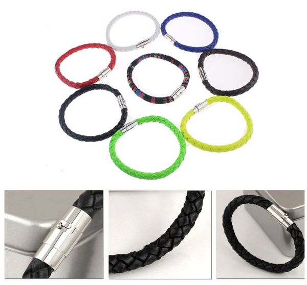 14 colors stainless steel leather bracelets for men women braided rope bracelet magnetic clasp men's leather bracelet dhl d714l, Golden;silver
14 colors stainless steel leather bracelets for men women braided rope bracelet magnetic clasp men's leather bracelet dhl d714l, Golden;silver